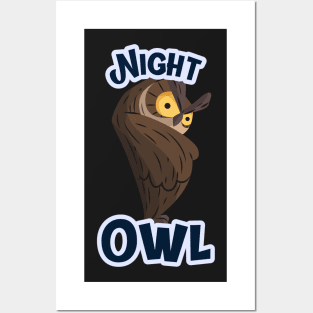 Night Owl with Insomnia and Noctural Sleepless Nights Posters and Art